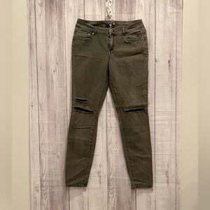 DE COLLECTION women olive green trendy skinny jeans/size 8